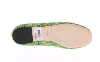 Green Knitted Ballerinas Ballet Flats Shoes