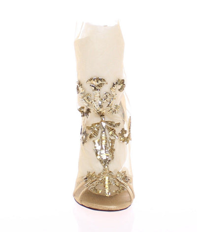 Gold Baroque Leather Pumps Booties Shoes