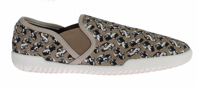 Beige Denim Car Print Loafers Sneakers Shoes