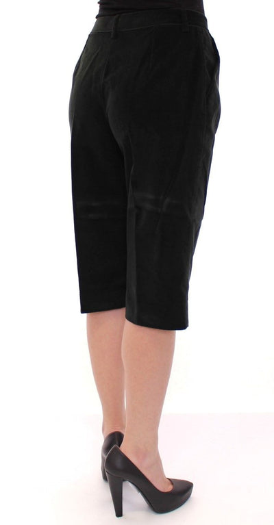 Black Cotton Solid Pattern Shorts Pants