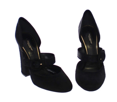 Black Pony Fur Leather Mary Janes Shoes