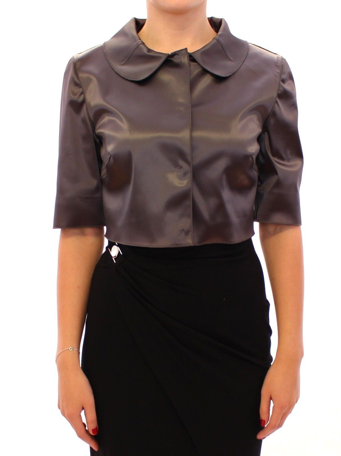 Shiny Gray Stretch Bolero Shrug Jacket