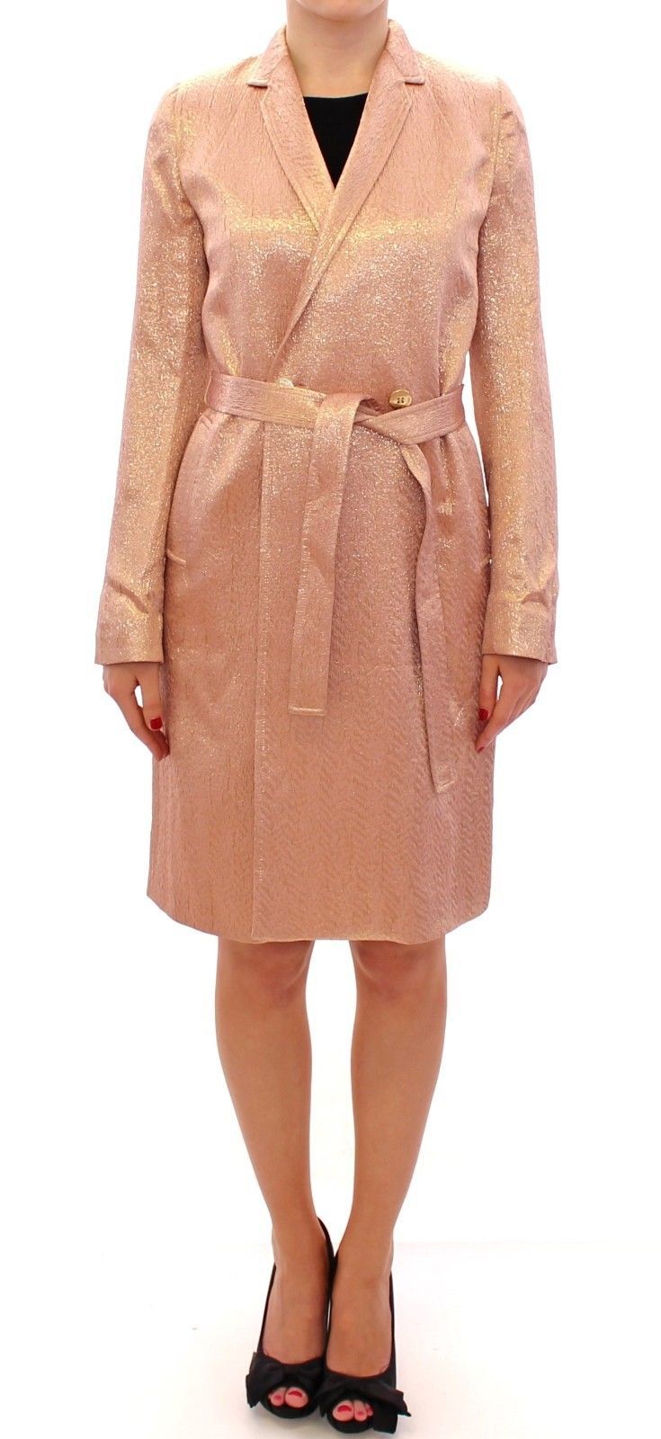 Pink Wrap Slim Coat Jacket Giacca