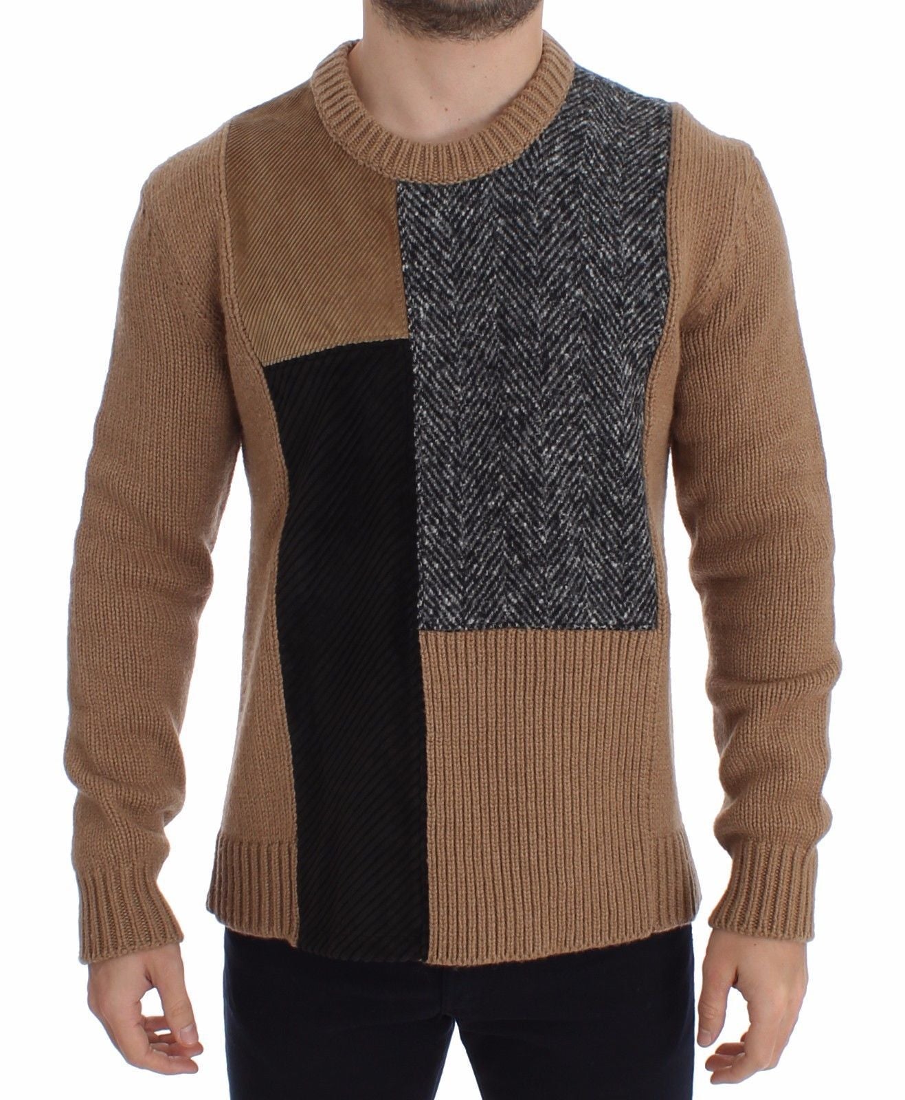 Brown Camel Wool Knitted Sweater Pullover