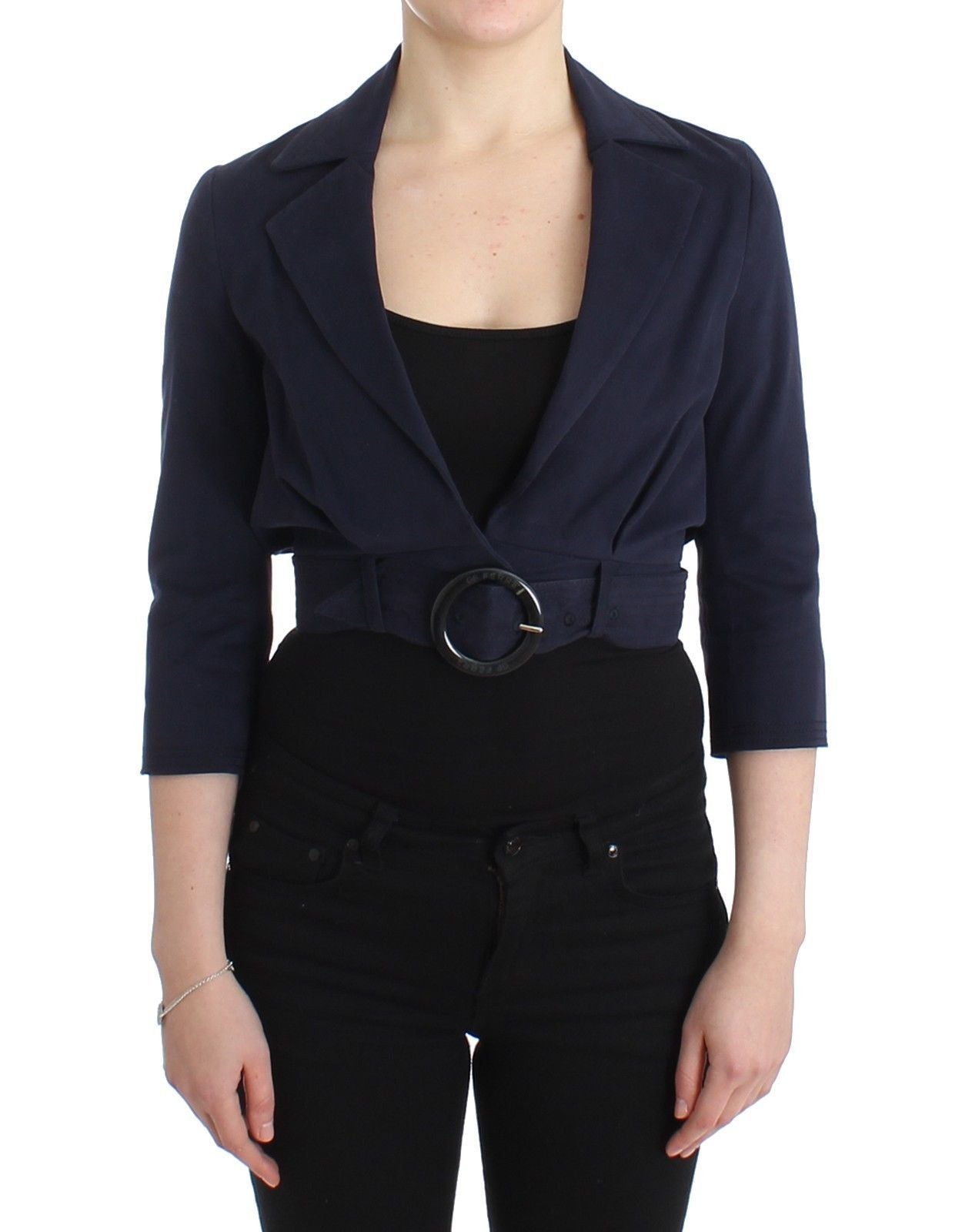 Blue Short Cropped Jacket Shrug Blazer