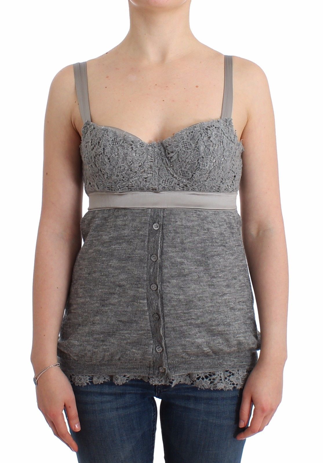 Lingerie Gray Bustier Top Camisole Cami Lace