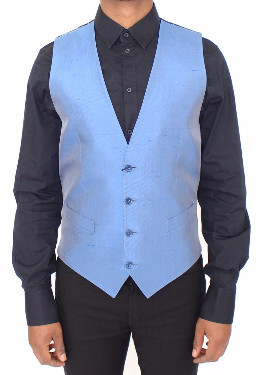 Blue Silk Dress Vest Blazer Jacket