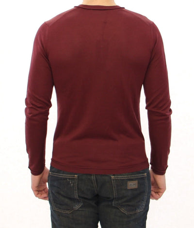 Red Silk Logo V-neck Sweater