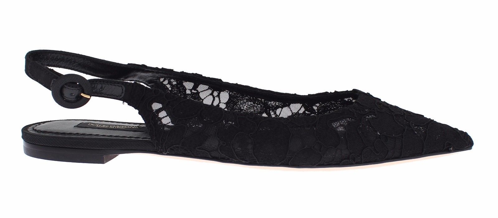 Black Floral Lace Slingbacks Pumps Shoes