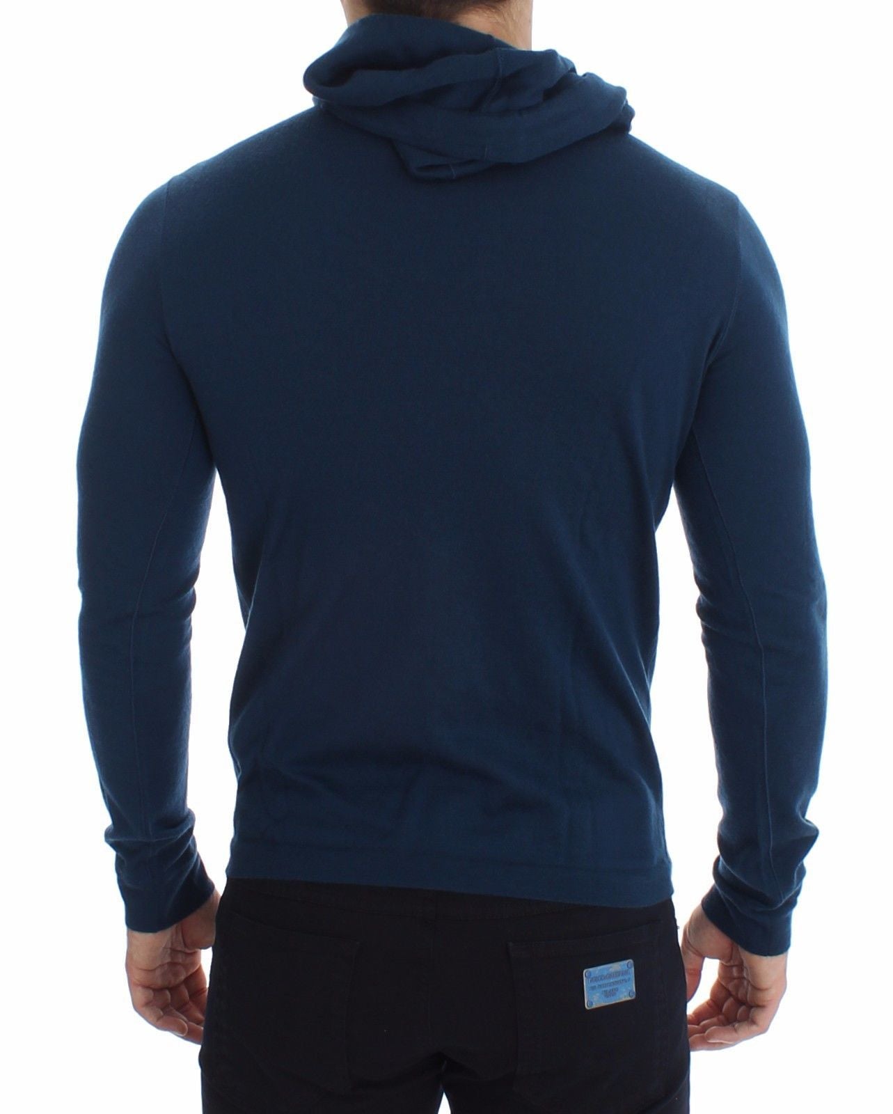 Blue Cashmere Hooded Sweater Pullover Top