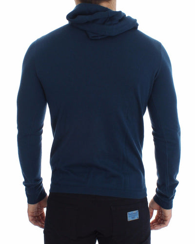 Blue Cashmere Hooded Sweater Pullover Top