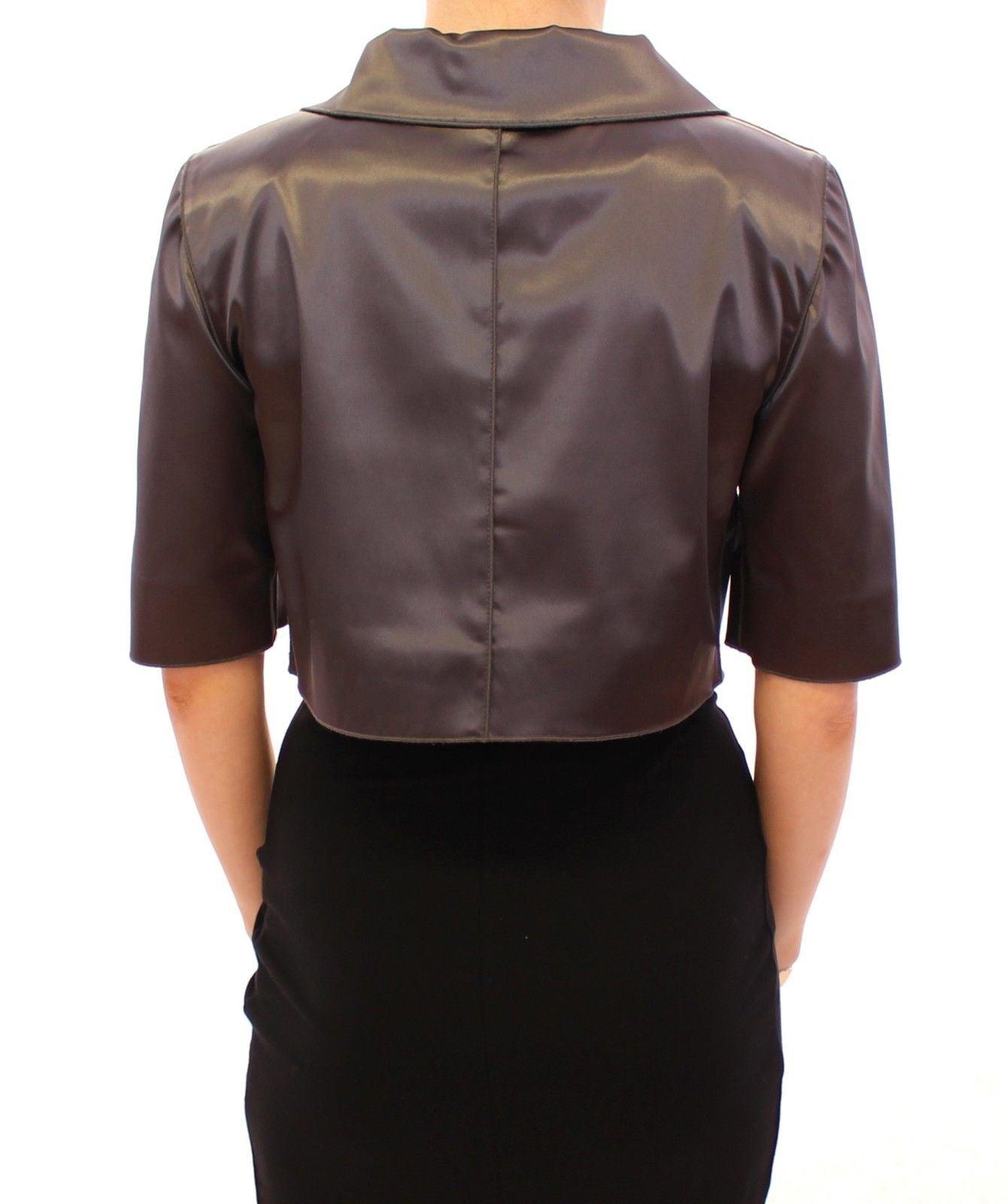 Shiny Gray Stretch Bolero Shrug Jacket