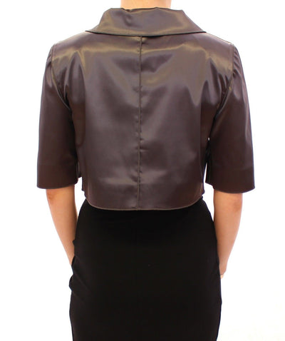 Shiny Gray Stretch Bolero Shrug Jacket