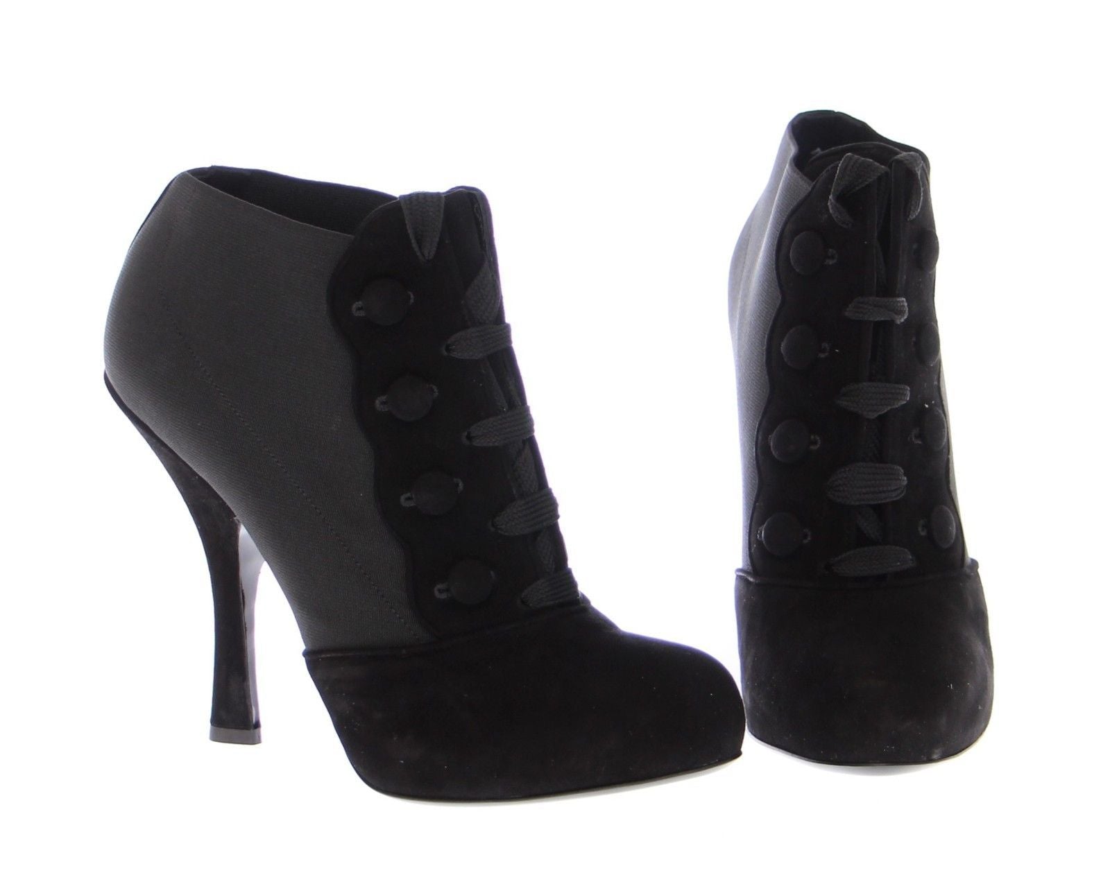 Black Leather Suede Ankle Boots Shoes