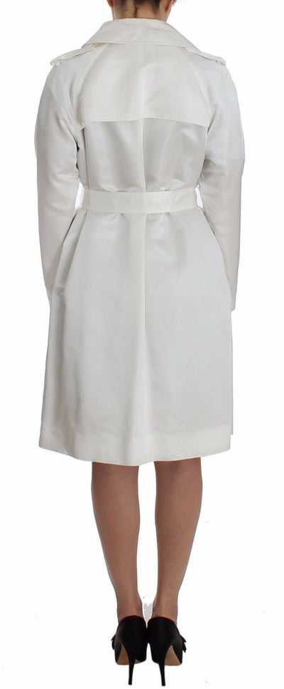 White Shiny Acetate Trench Coat Jacket