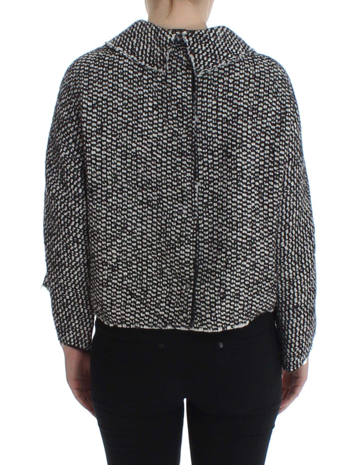 Black White Tweed Crystal Jacket Coat