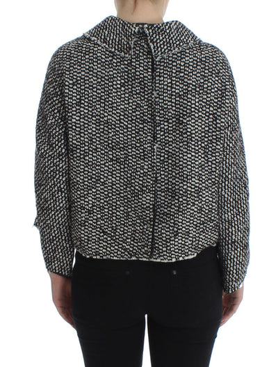 Black White Tweed Crystal Jacket Coat