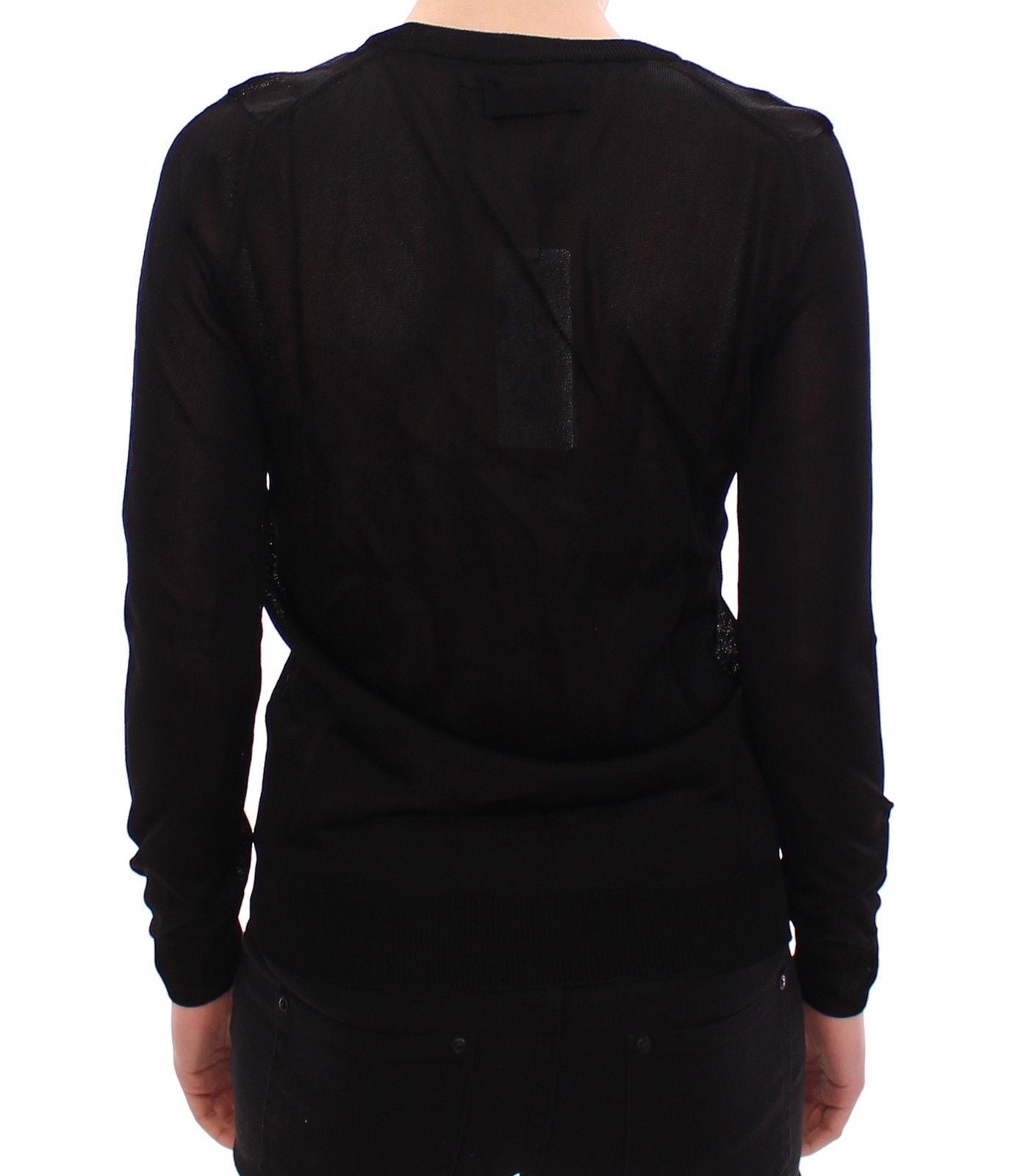 Black Crewneck Long Sleeve Sweater Top