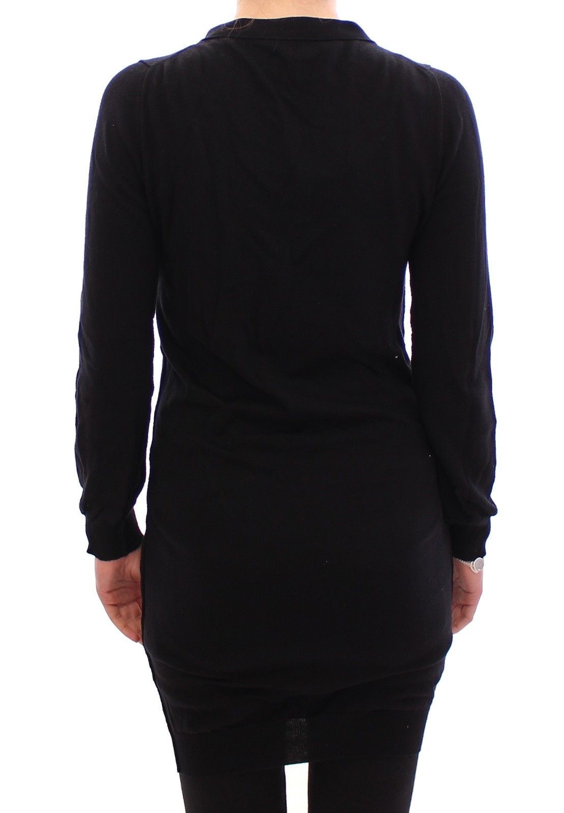 Black Cotton Long Cardigan Sweater Top
