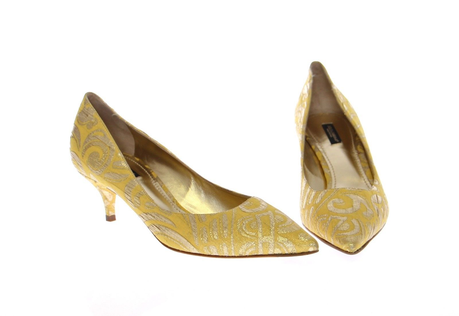 Yellow GOLD Brocade Pumps Pointy Shoes