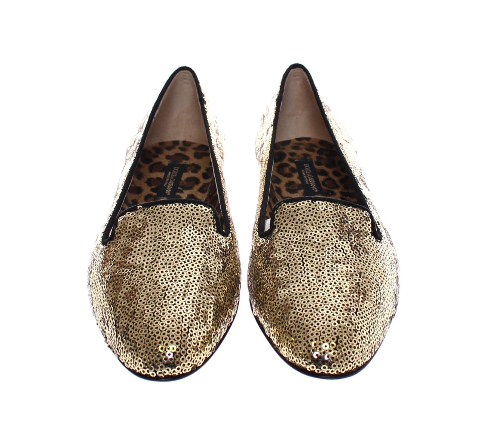 Gold Sequined Ballerinas Ballet Flats Shoes