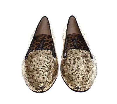 Gold Sequined Ballerinas Ballet Flats Shoes