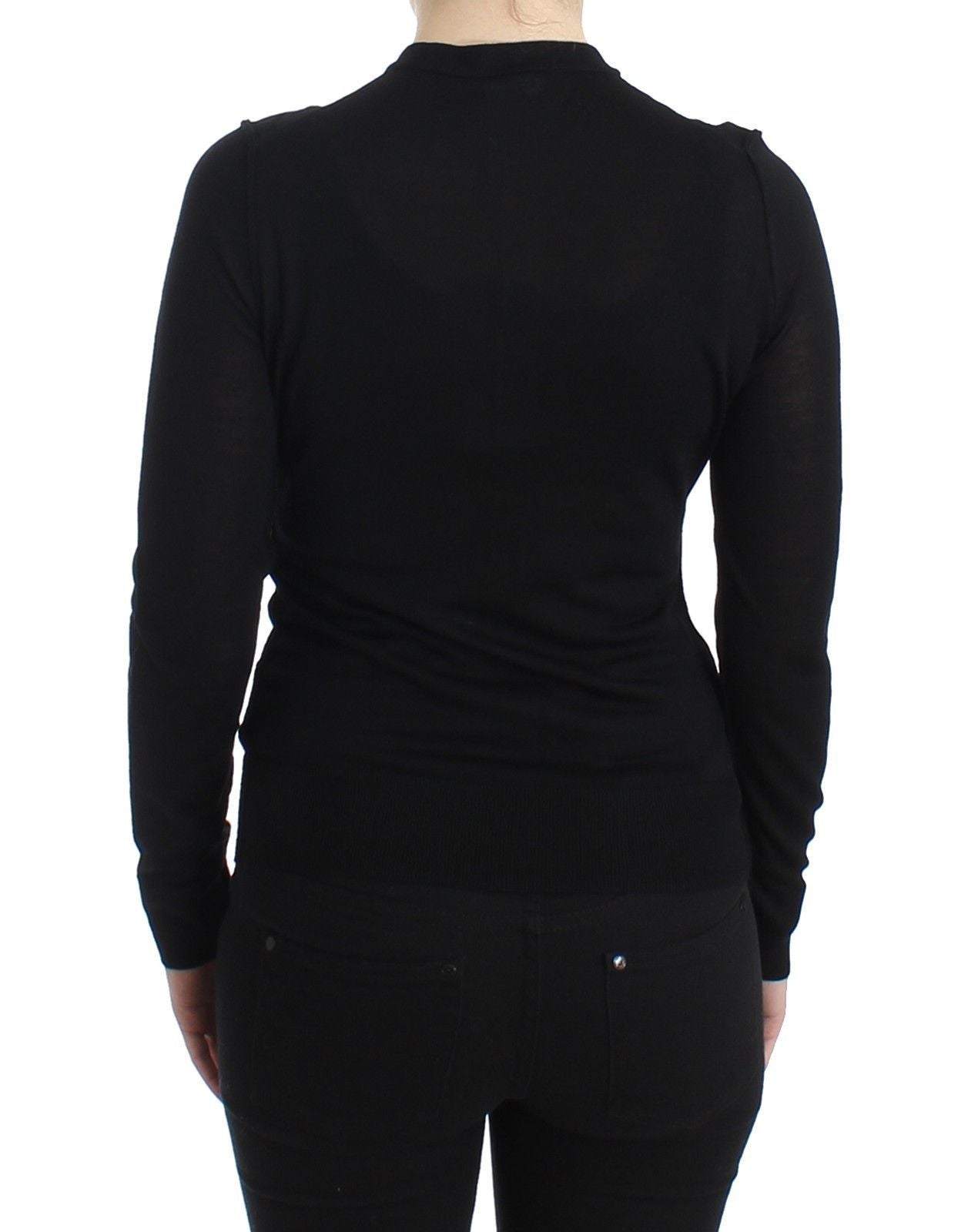 STAFF Black Wool Cardigan Sweater Crew Neck