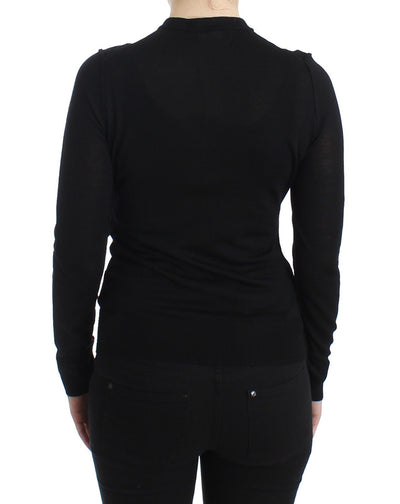 STAFF Black Wool Cardigan Sweater Crew Neck
