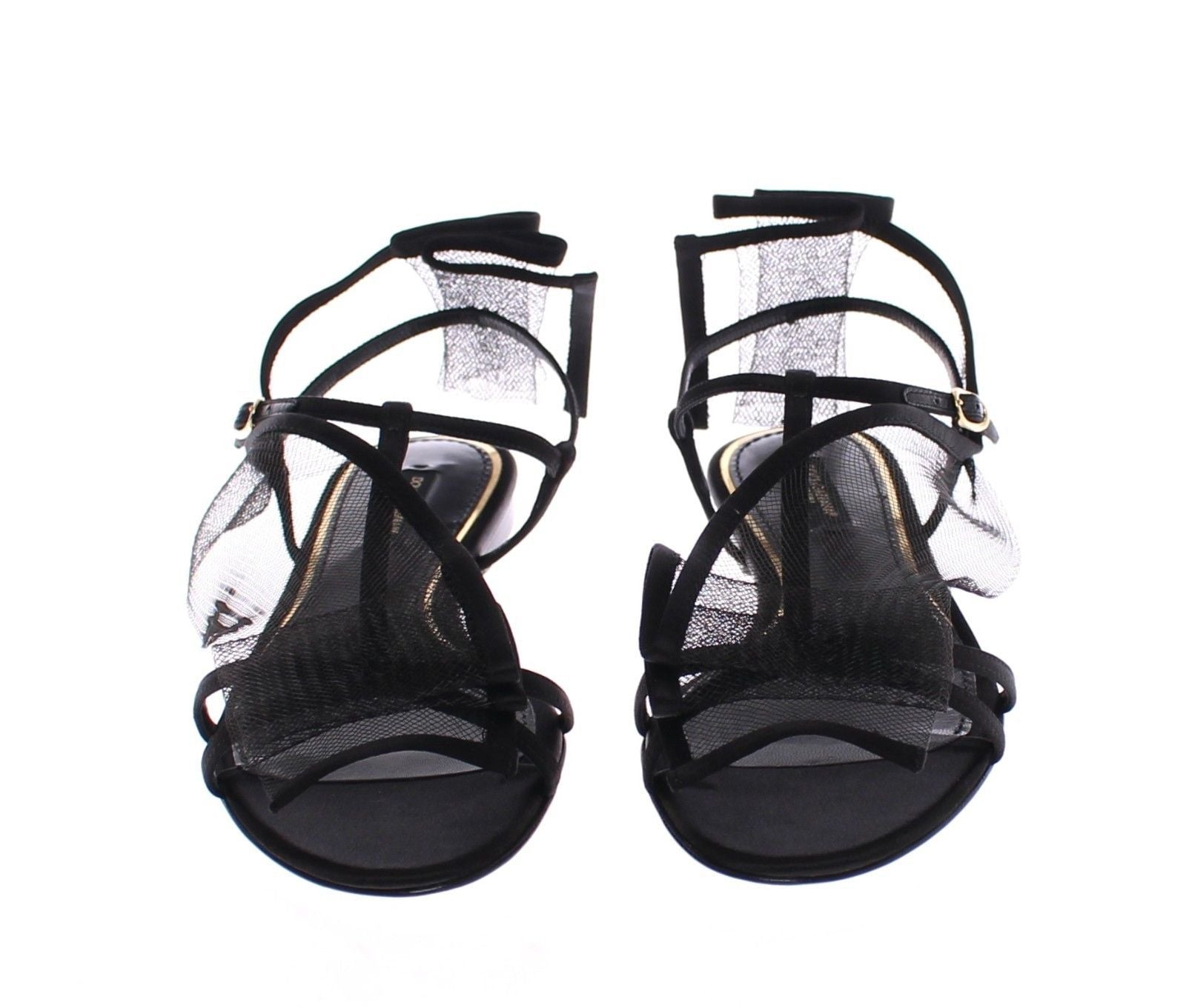 Black Nets Strap Flat Sandals Shoes Scarpe
