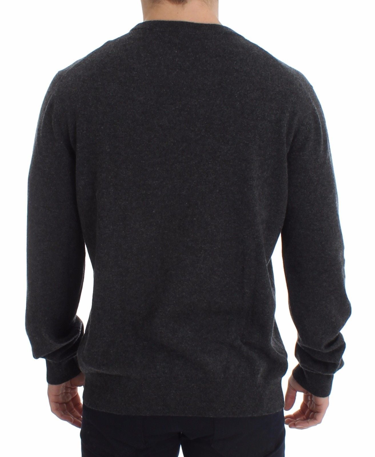 Gray Cashmere Crew-neck Sweater Pullover Top