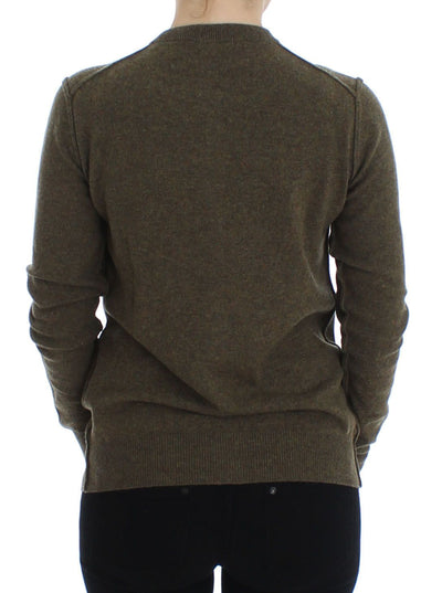 Brown Cashmere Button Cardigan Sweater
