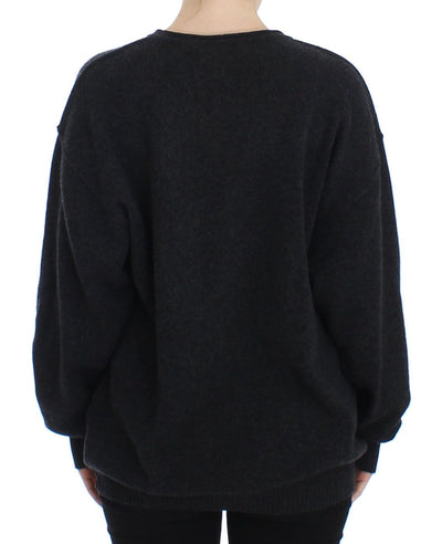 Gray Cashmere Crewneck Sweater Pullover