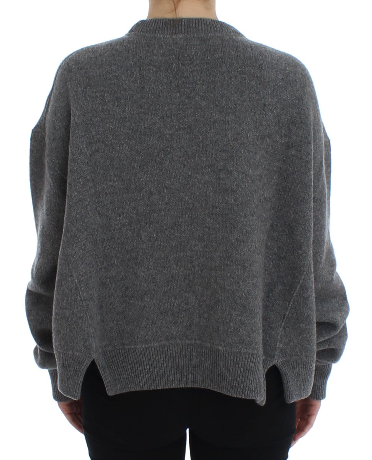 Gray Knitted Cashmere Cardigan Sweater