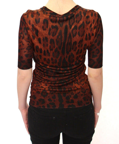 Brown Leopard Knit Top Cardigan Sweater