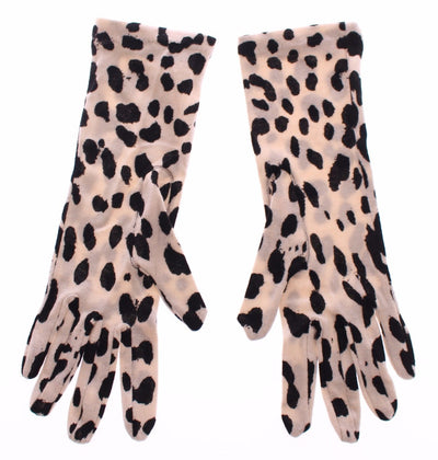 Black White Classic Leopard Print Wrist Wool Gloves