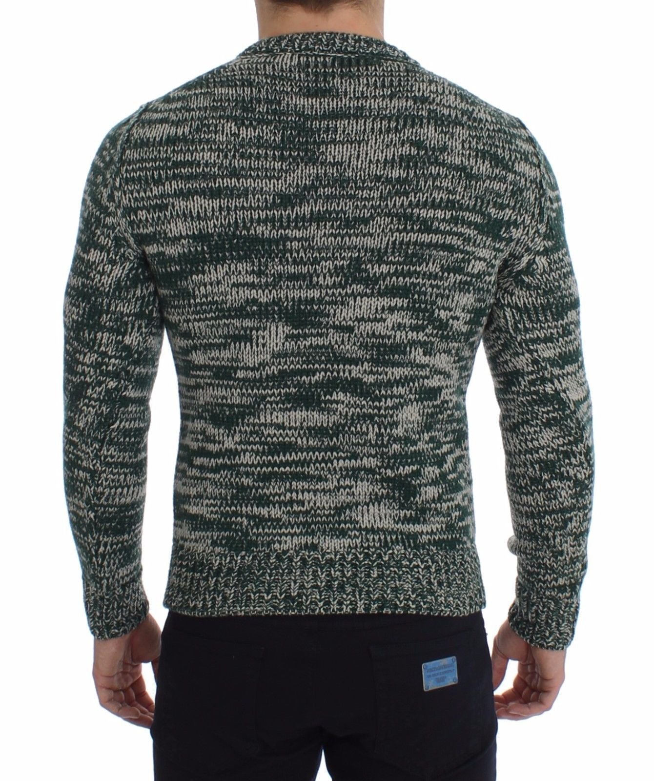 Green Wool Knitted Crewneck Sweater Top