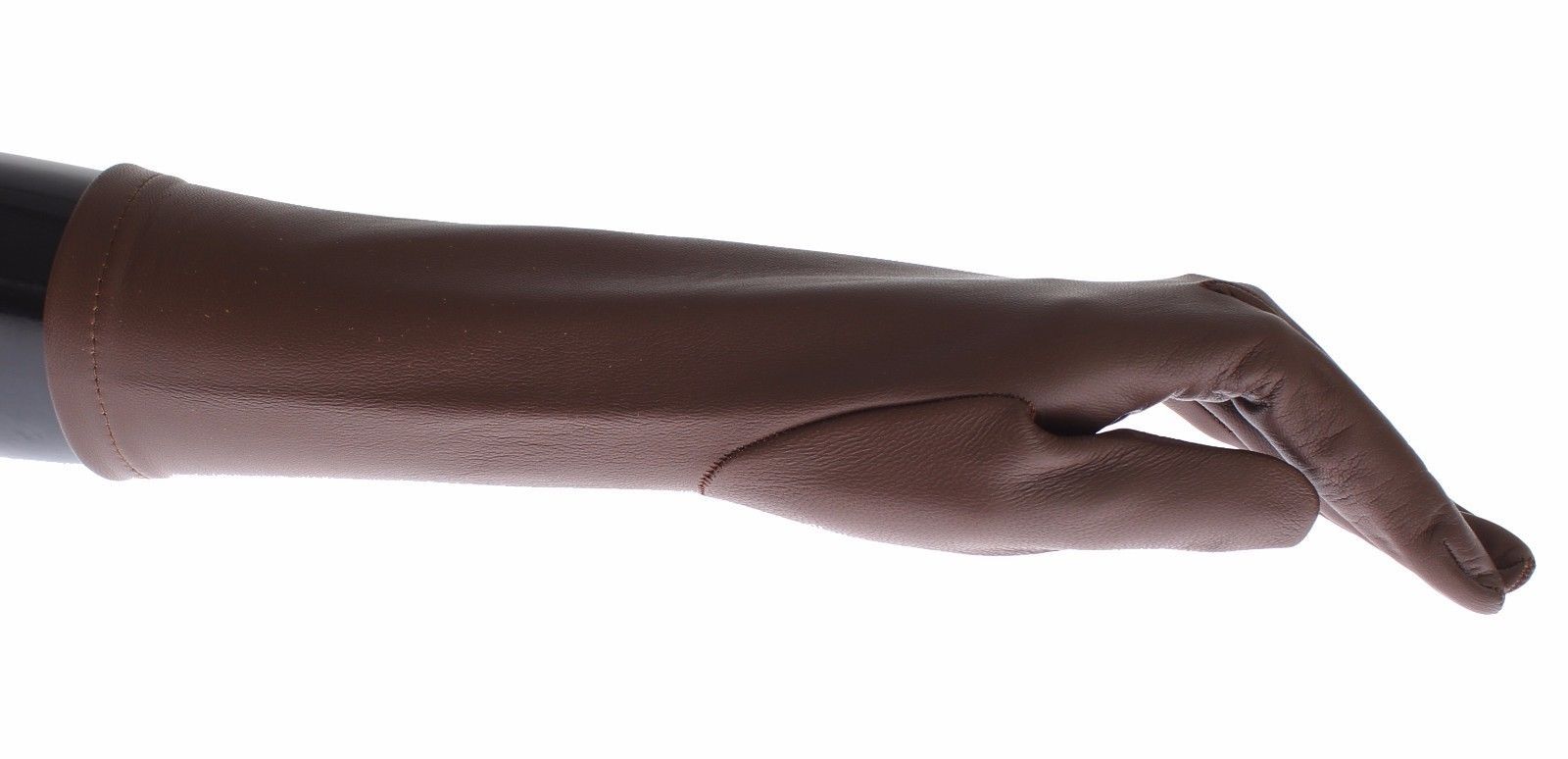 Brown Leather Wrist Slim Womens Gloves