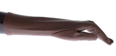 Brown Leather Wrist Slim Womens Gloves