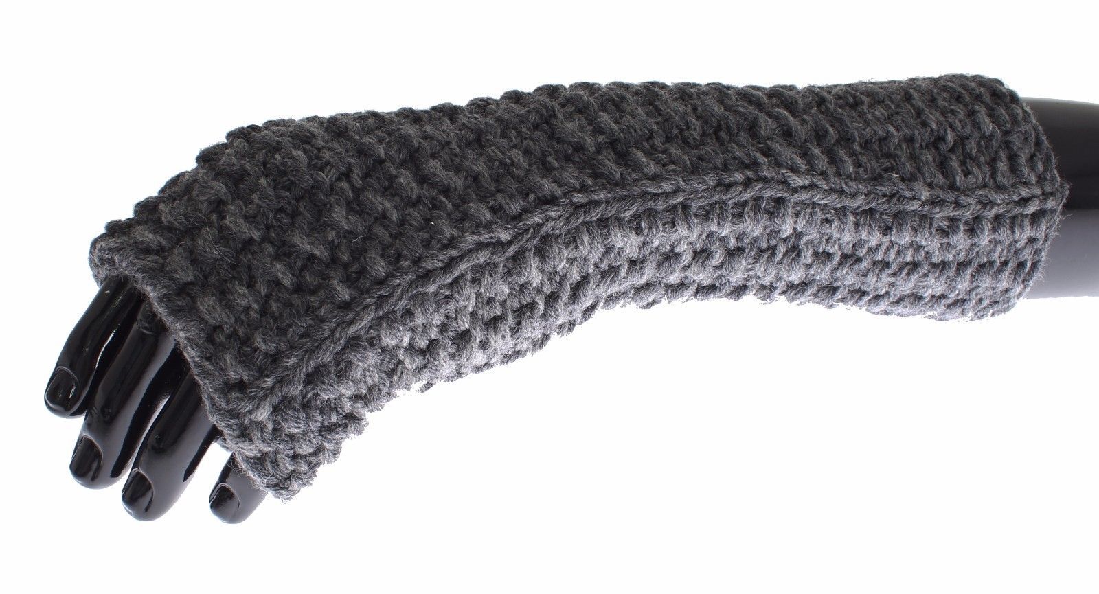Gray Knitted Wool Fingerless Mens Gloves