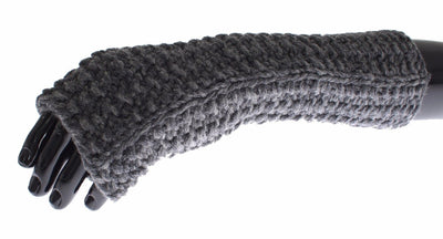 Gray Knitted Wool Fingerless Mens Gloves