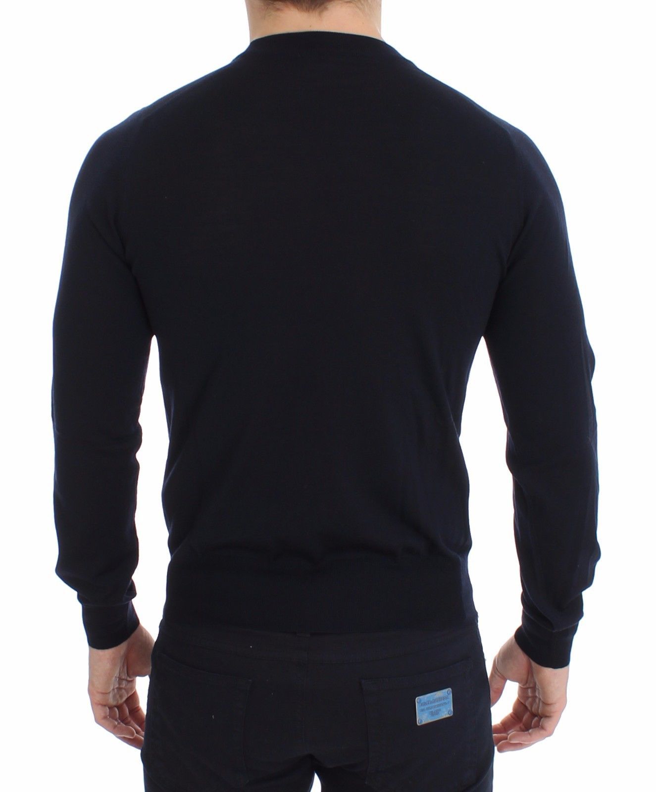 Blue Crewneck Wool Sweater Pullover Top