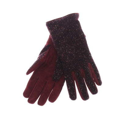 Mens Red Fabric Leather Wrist Gloves Hand