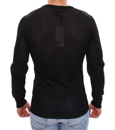 Black V-neck Rayon Sweater Pullover