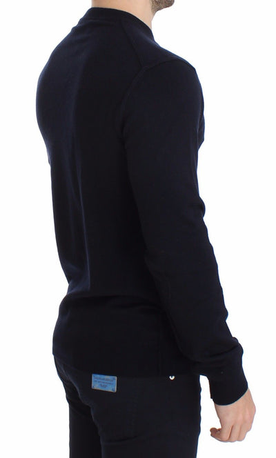 Blue Cashmere V-neck Sweater Pullover Top