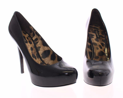 Black Patent Leather Platform Pumps Shoes