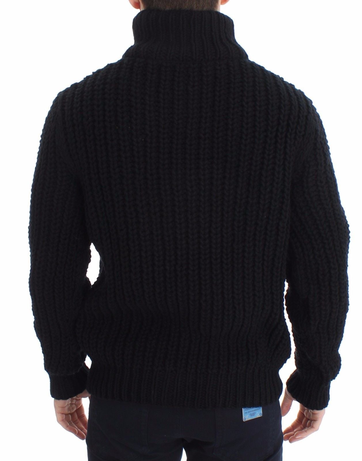 Black Knitted Wool Sweater Pullover Top