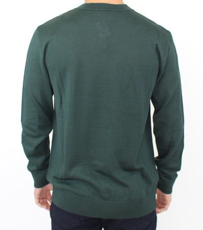 Green Wool Blend V-neck Pullover Sweater