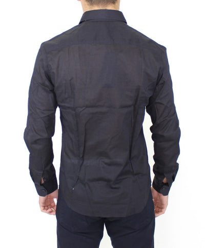 Black Slim Fit Cotton Casual Shirt Top
