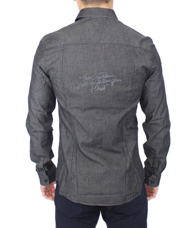 Gray Stretch Denim Jeans Cotton Casual Shirt