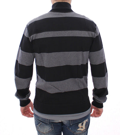 Gray Striped Full Zip Sweater Jacket Jumper